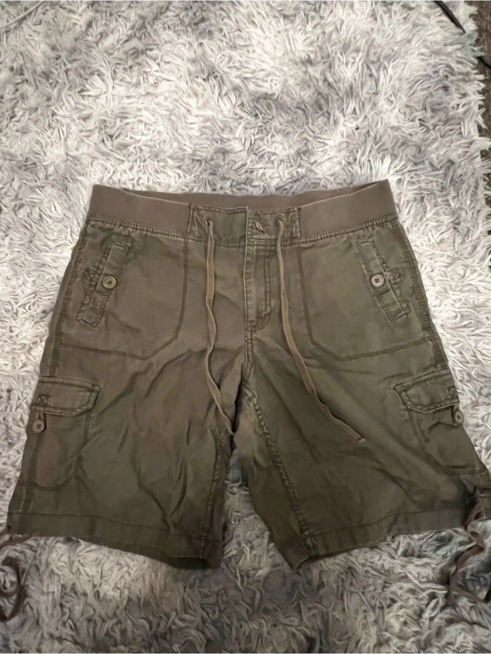 Faded Glory Olive Green Cargo Drawstring Shorts